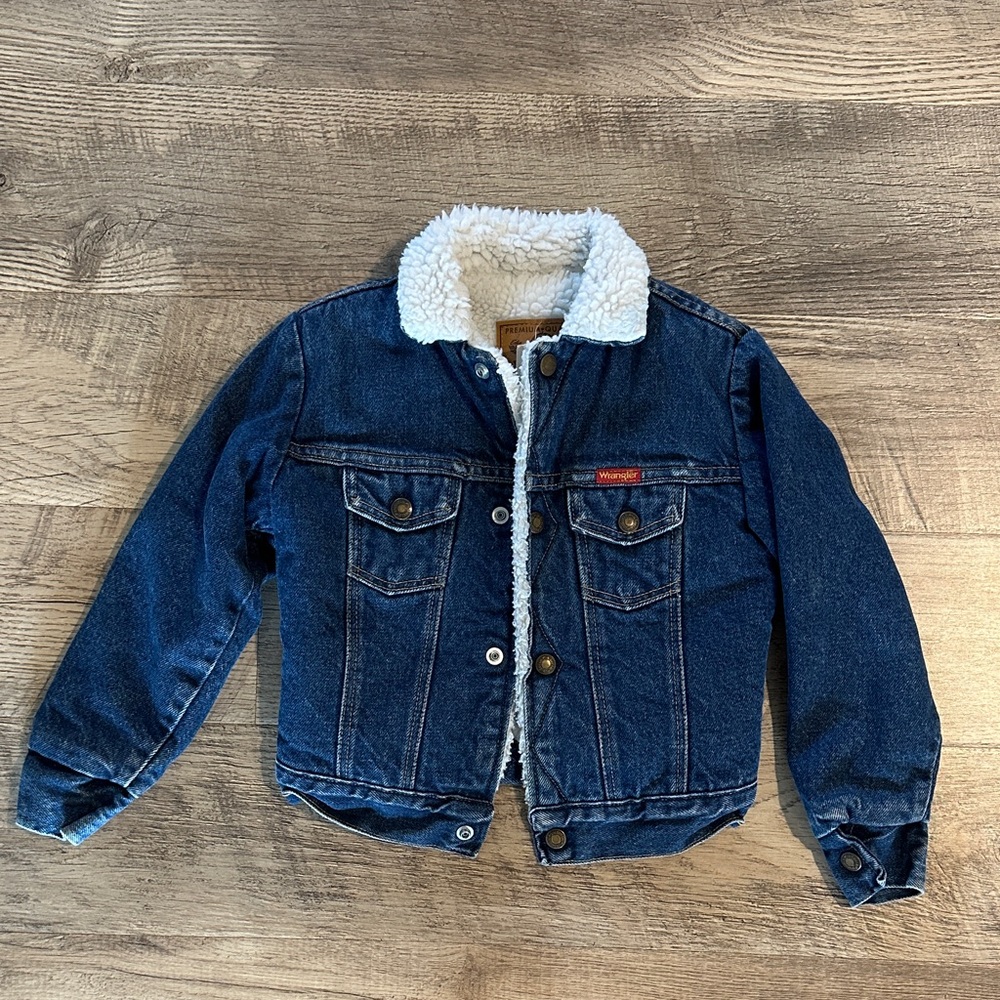 Kids Wrangler Jean Jacket with White Sherpa Lining